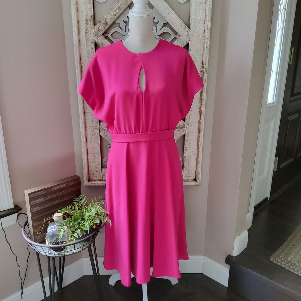 Black Halo Berry Pink Lovewick Dolman Keyhole A‑Line Midi Dress 8 NWT